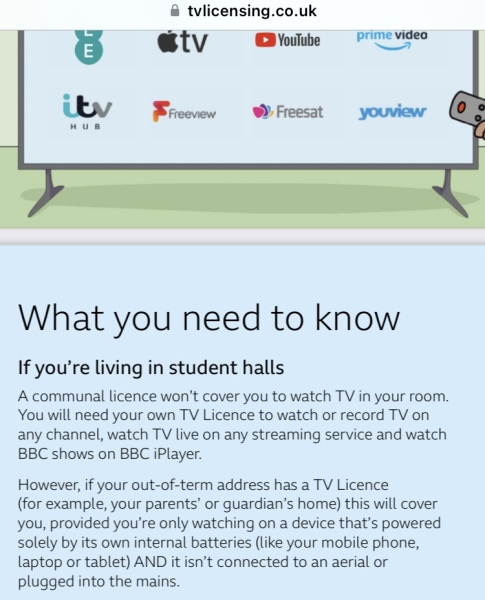 Does this TV licence rule cover my son in halls?