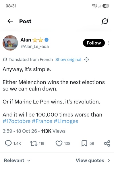 To think the French students are out of control?