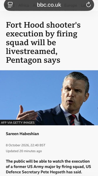 USA to live-stream public execution, confirmed by Pentagon