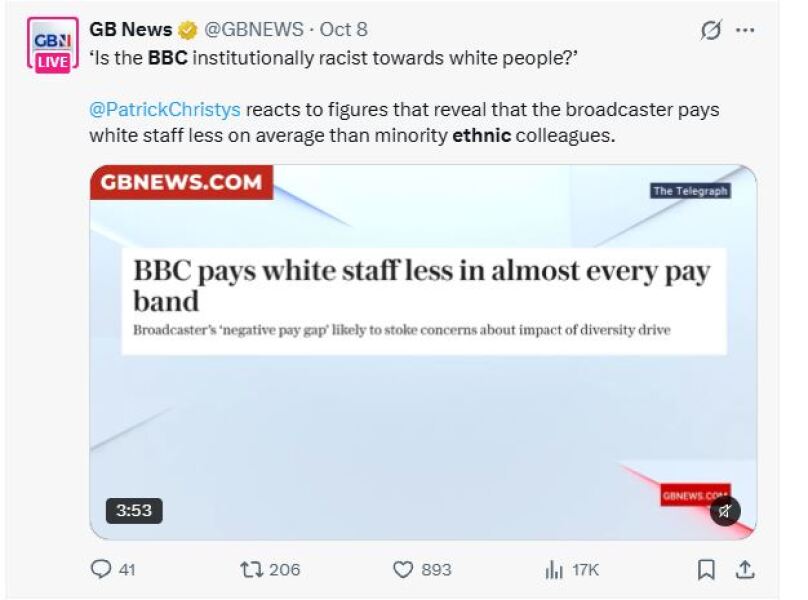 There's been outrage amongst many people claiming the BBC pay ethnic minorities more then white people