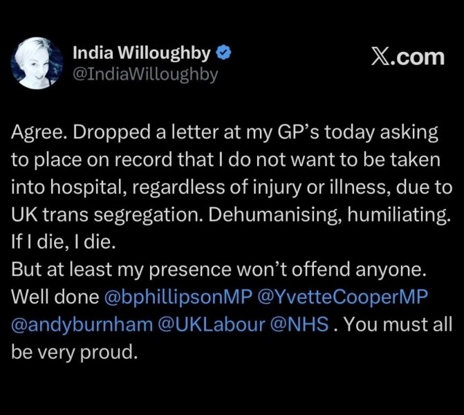 India Willoughby - recent escalations on social media