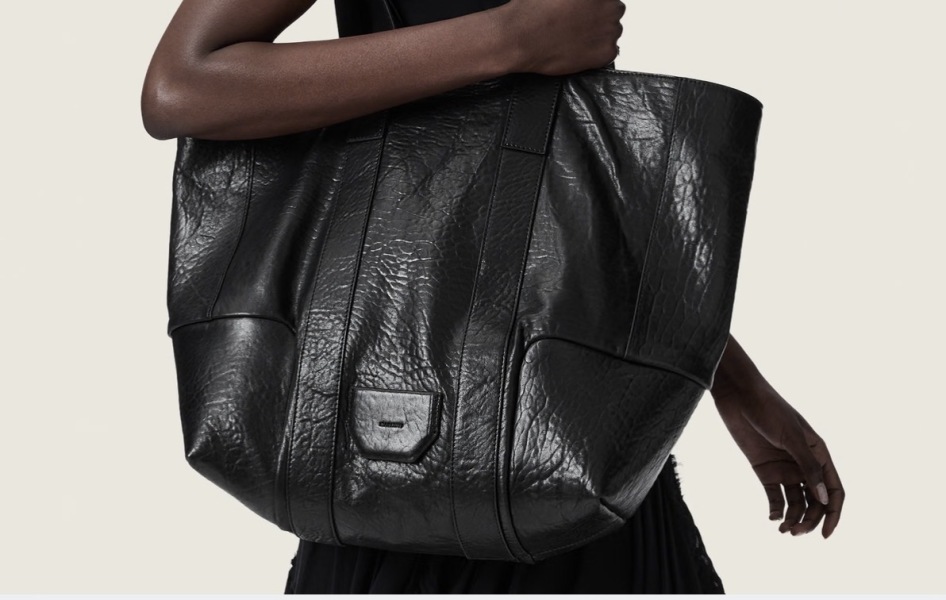 Black leather work tote but make it cool