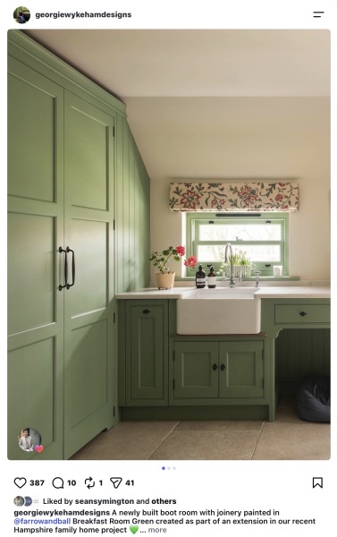 F&B breakfast room green for the kitchen.  Blind ideas please?