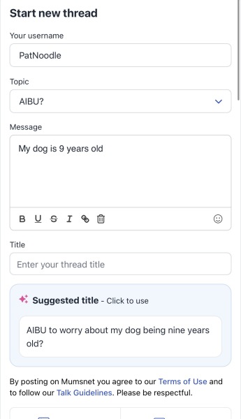 Odd AI-generated thread title options in Site Stuff