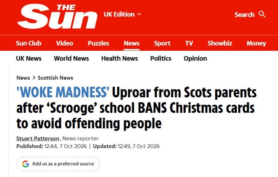 In the spirit of inclusivity, Aberdeen school describes cards made at Christmas as Winter cards