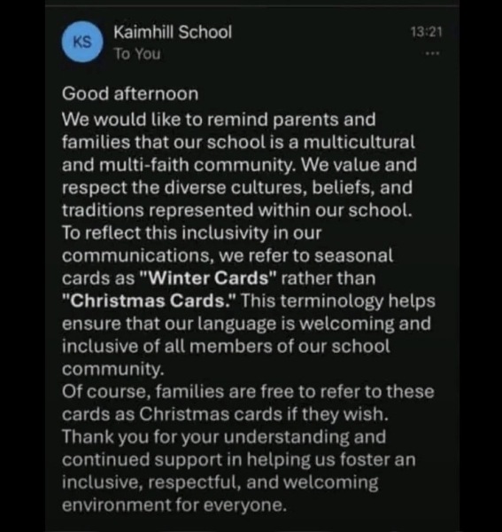 In the spirit of inclusivity, Aberdeen school describes cards made at Christmas as Winter cards