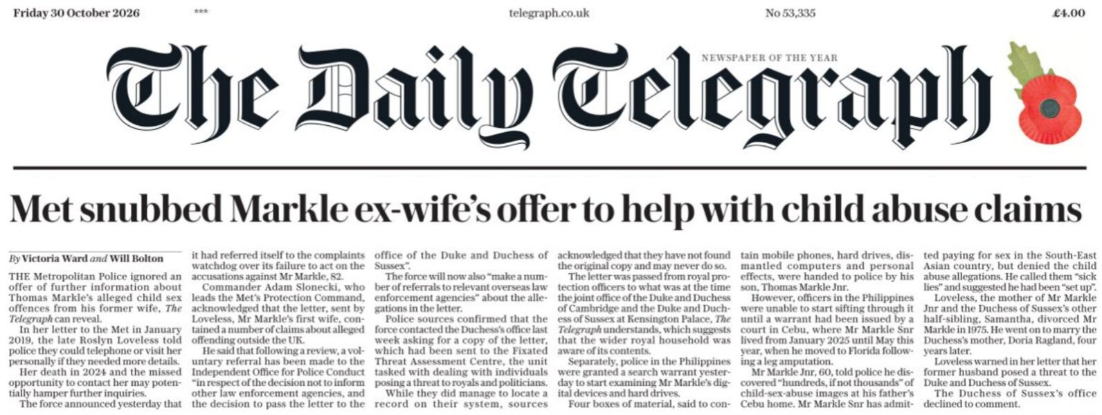 Ham pr disasters 60! ….they are mysterious and murky….mendacious and moany …..the markle family ….