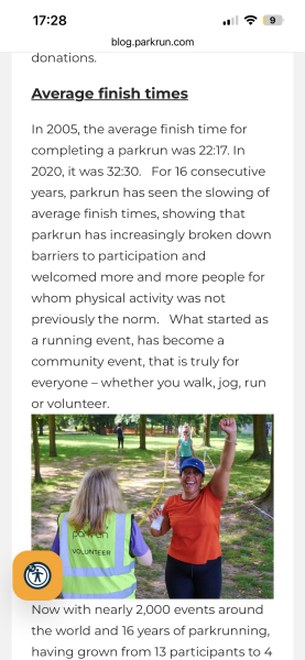 To think Parkrun should have an hour cut-off
