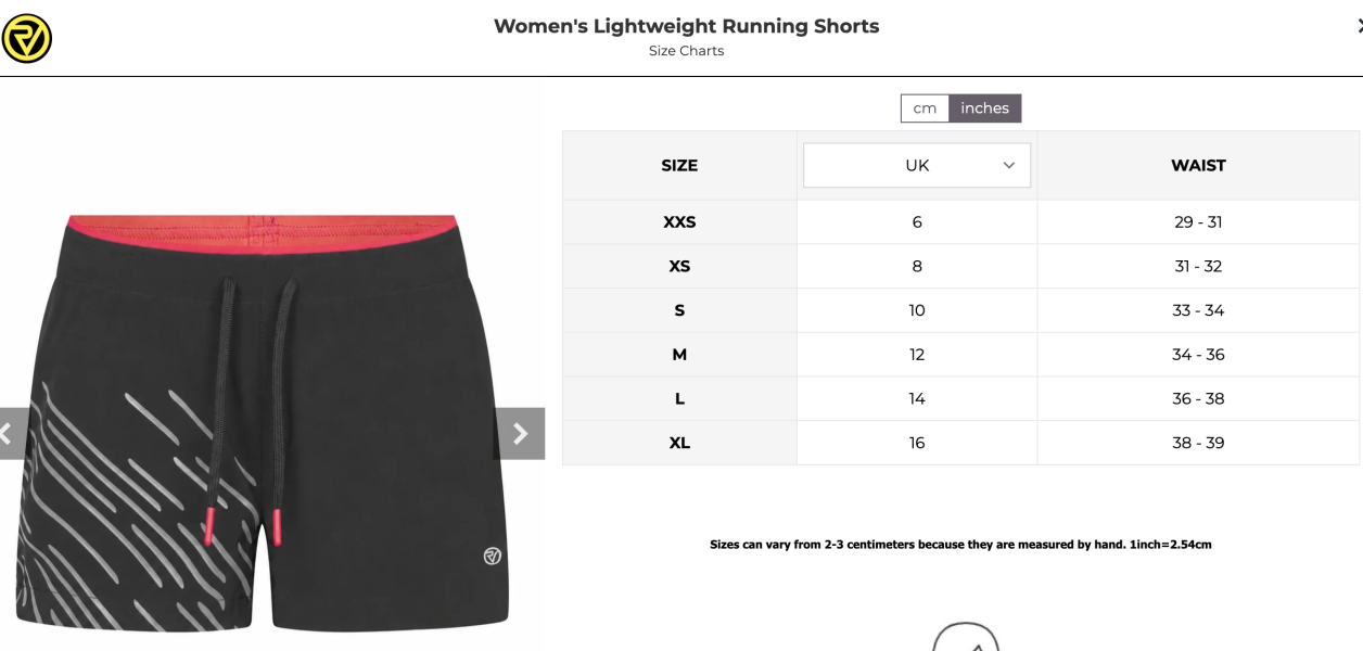 Proviz short sizes