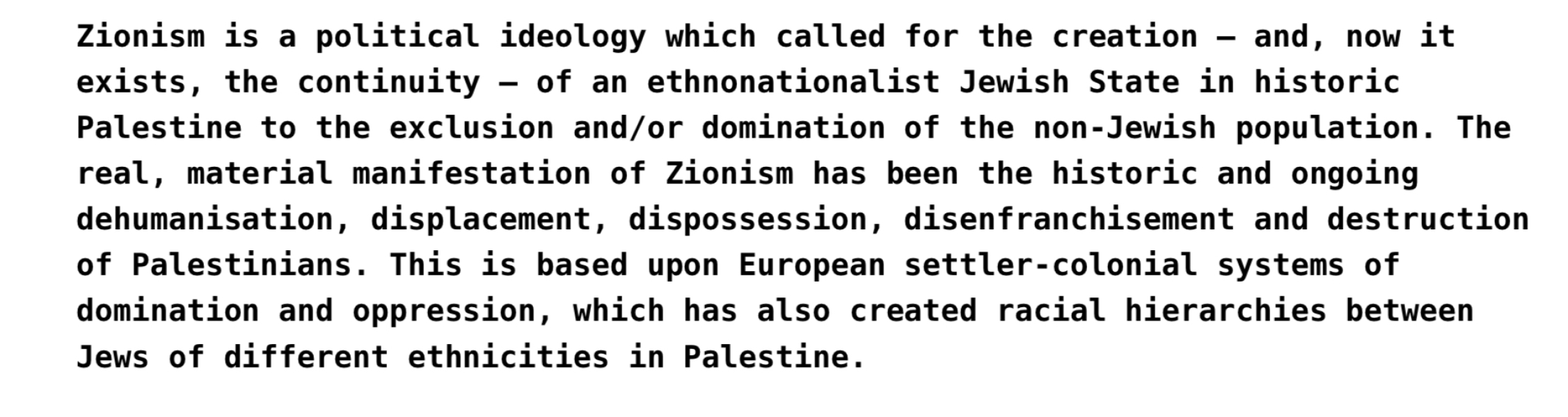 If you support the Green motion that Zionism is racism, please can you explain this to me like I am a child?