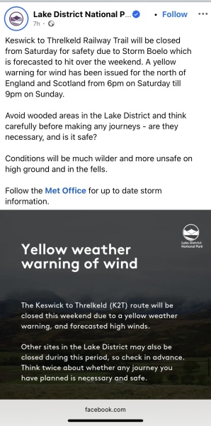 Baffling logic of weather warnings and AIBU to want to cancel short break to lakes this weekend?