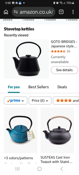 Long lasting hob kettle, copper colour?