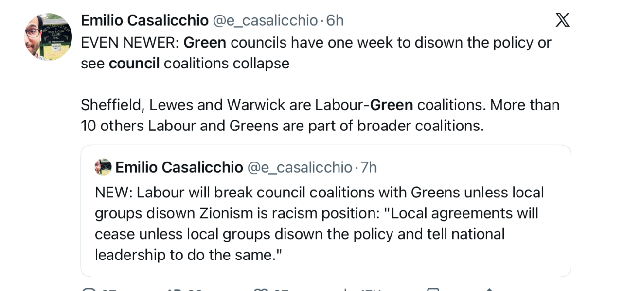 Greens adopt policy treating Zionism as racism (part 2)