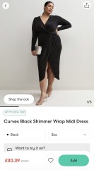 Please help me find a dark dress, for a size 20, apple shape
