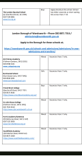 London In School Year Places current list