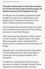 USA to live-stream public execution, confirmed by Pentagon